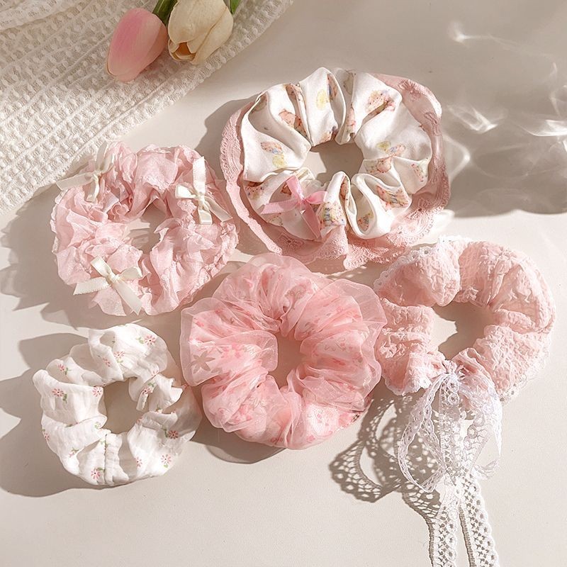 Bộ 7 Món Phong Cách Hàn Quốc Streamer Dây Buộc Tóc Lưới Scrunchy Dây Buộc Tóc Nữ Phụ Kiện Tóc
