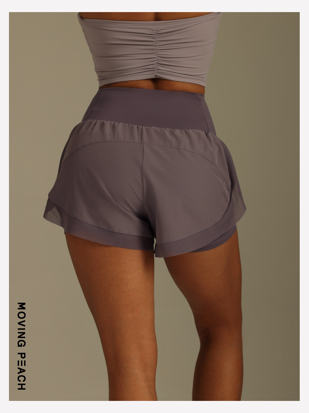 Mô tả MOVING PEACH Quần short chạy bộ thể thao Eo cao Lưới tập luyện Quần short đi xe đạp có túi APG - 10