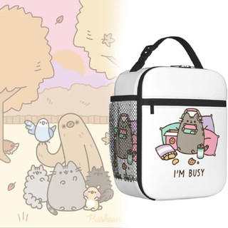 Hộp cơm trưa di động dành cho trẻ em Pusheen có phong cách hoạt hình và dễ dàng mang theo cho trẻ em