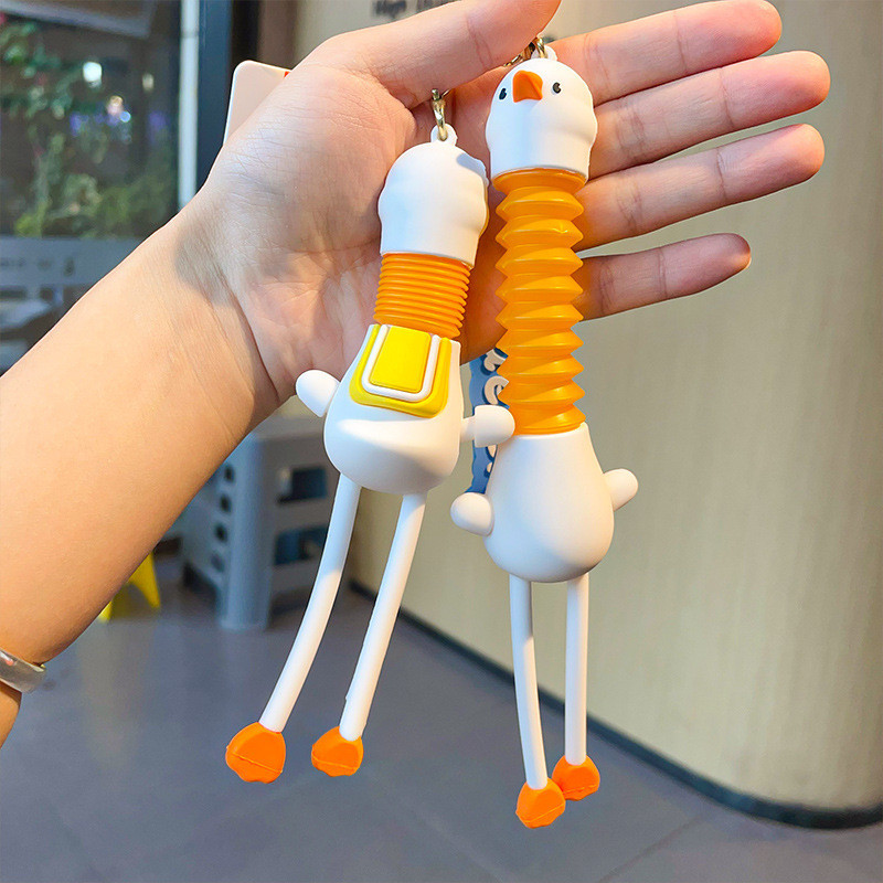Móc khóa ngỗng silicon đáng yêu có cổ co giãn cho túi xách và ô tô