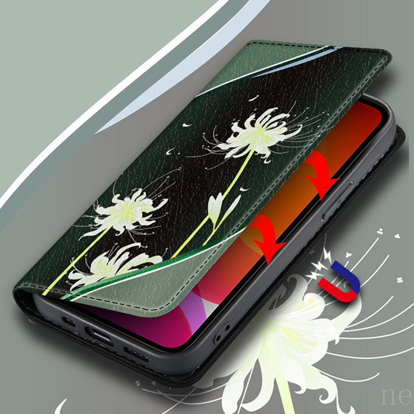 Ốp Lưng Thẻ Chống Sốc Thích Hợp Cho Apple iPhone 12 Mini 13 Pro max i13 Vỏ Da Từ Tính Hoa Vỏ Điện Thoại