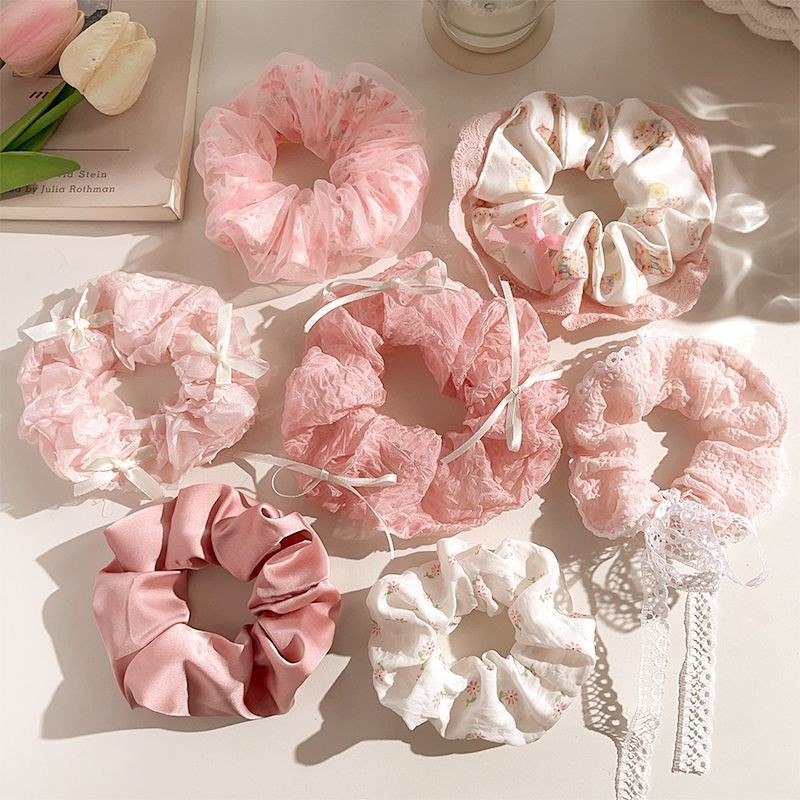 Bộ 7 Món Phong Cách Hàn Quốc Streamer Dây Buộc Tóc Lưới Scrunchy Dây Buộc Tóc Nữ Phụ Kiện Tóc