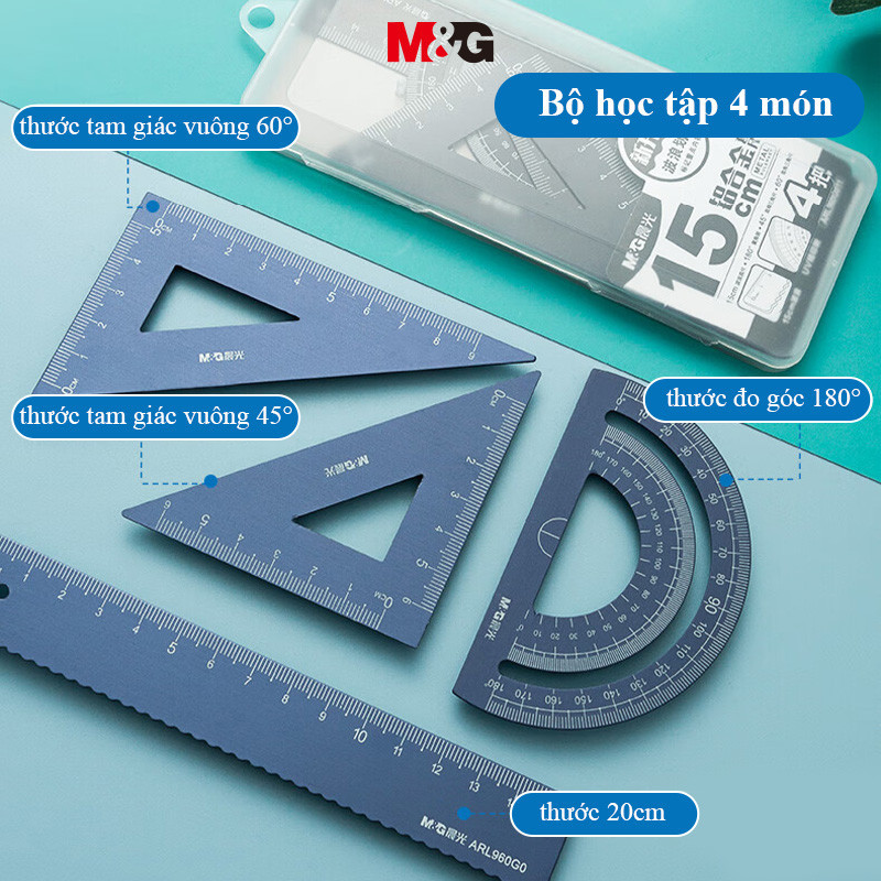 M&G bộ thước kẻ Hợp Kim Nhôm 20cm Vồng Cạnh Thước Tam Giác Quy Tắc ...