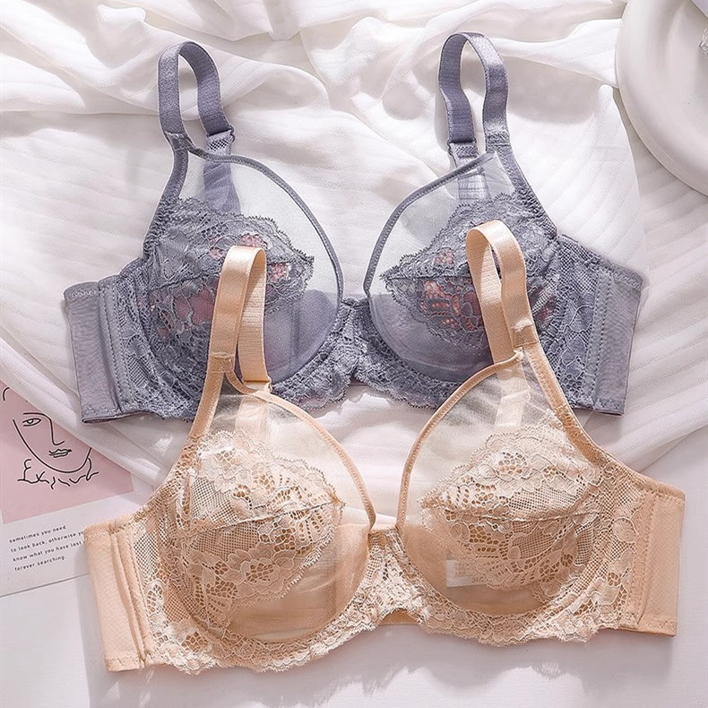 Bộ áo ngực thêu nữ Vòng thép mềm Đồ lót bé gái Cốc mỏng Quần lót Bralette nữ