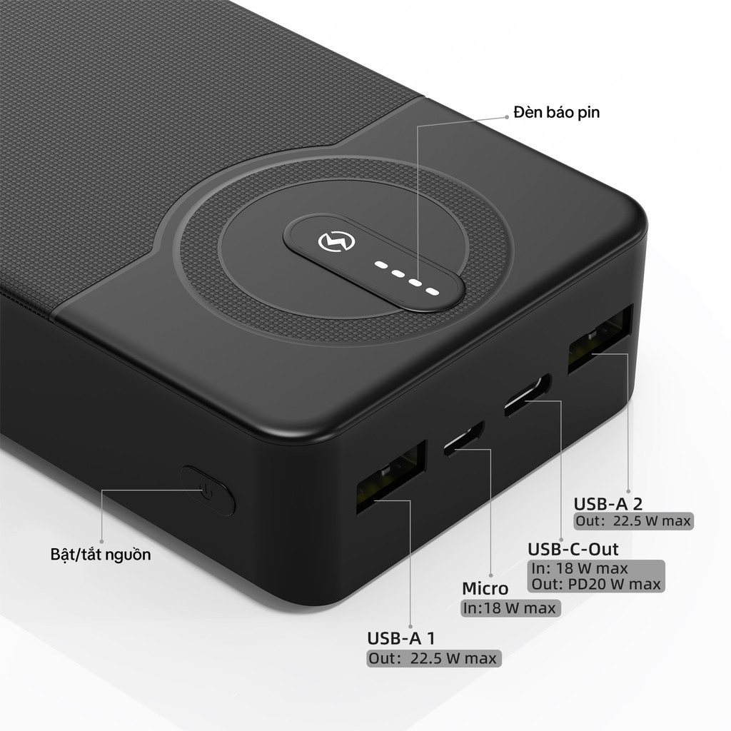 GOOJODOQ 20000mAh sạc dự phòng USB nhanh Đèn LED 22.5W Pin dự phòng di động cho hầu hết các thiết bị – ảnh mô tả chi tiết 2