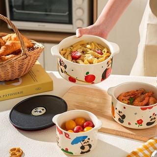 Bát giữ tươi bằng gốm Bát Bento kín có nắp Lò vi sóng Hoạt hình dễ thương Bát mì ăn liền Bát trái cây Hiệu suất cao