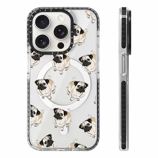 Ốp sạc từ tính không dây PUG PATTERN có màn hình tương thích cho IPhone11 12 13 14 15 16 Pro Max Cover 16 PLUS Silicone mềm trong suốt Vỏ chống sốc