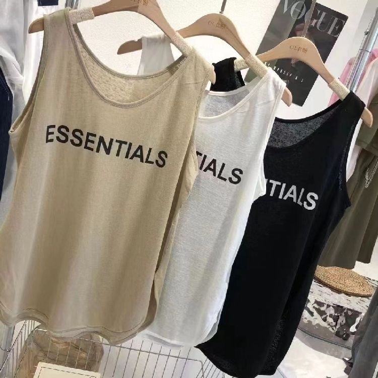 Lan ~ Hàng Châu Âu Áo Vest Không Tay Áo Thun Nữ Mùa Hè ins Hợp Thời Trang Chữ Thiết Kế Rời Thường Ngày Top Size Lớn 150kg