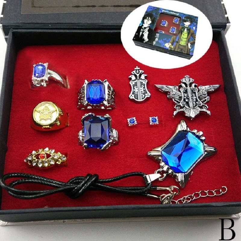 Đen Cổ Điển Butler Kuroshitsuji Ciel Phantomhive Cosplay Nhẫn Vòng Cổ Và Tai Bộ Cho Bất Kỳ Cosplay Hoặc Bộ Sưu Tập Dịp
