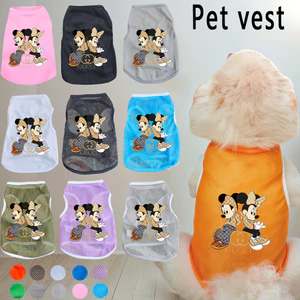 Áo Vest Thú Cưng Họa Tiết Chuột Hoạt Hình, Máy Có Thể Giặt Được, Thoải Mái Và Thoáng Khí Quần Áo Thú Cưng Không Tay Cho Mùa Xuân Hè, Thích Hợp Cho Chó Nhỏ Và Vừa Mèo