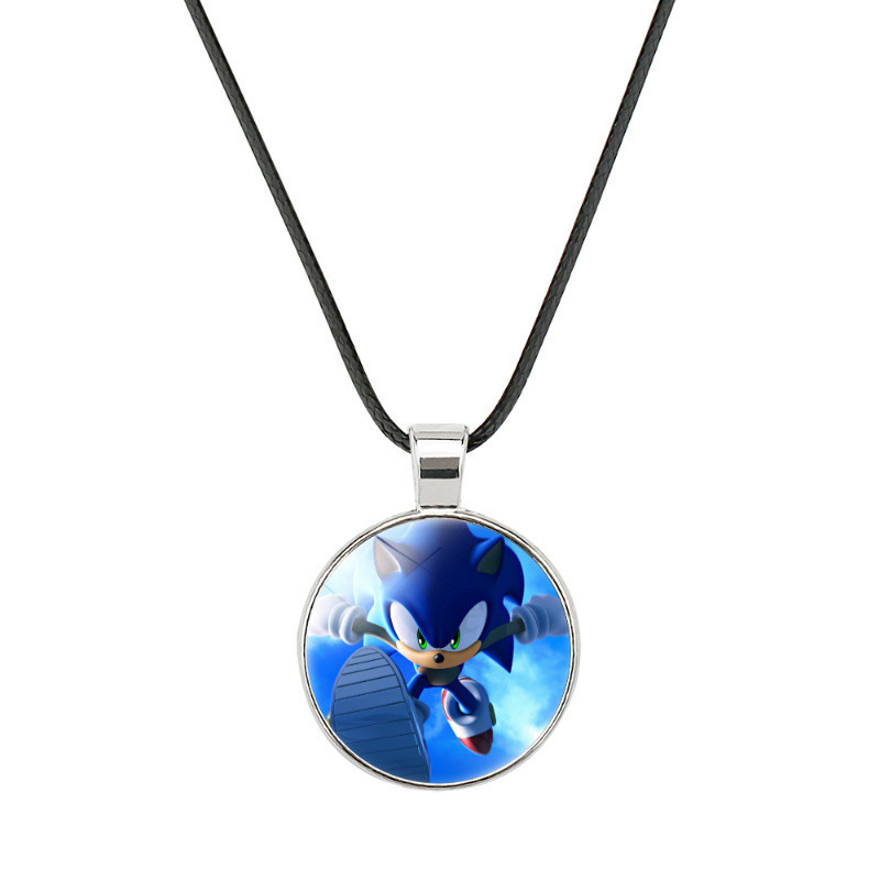 Hedgehog Sonic Time Stone Vòng cổ Dây sáp mềm Mặt dây chuyền Quà tặng không gây dị ứng