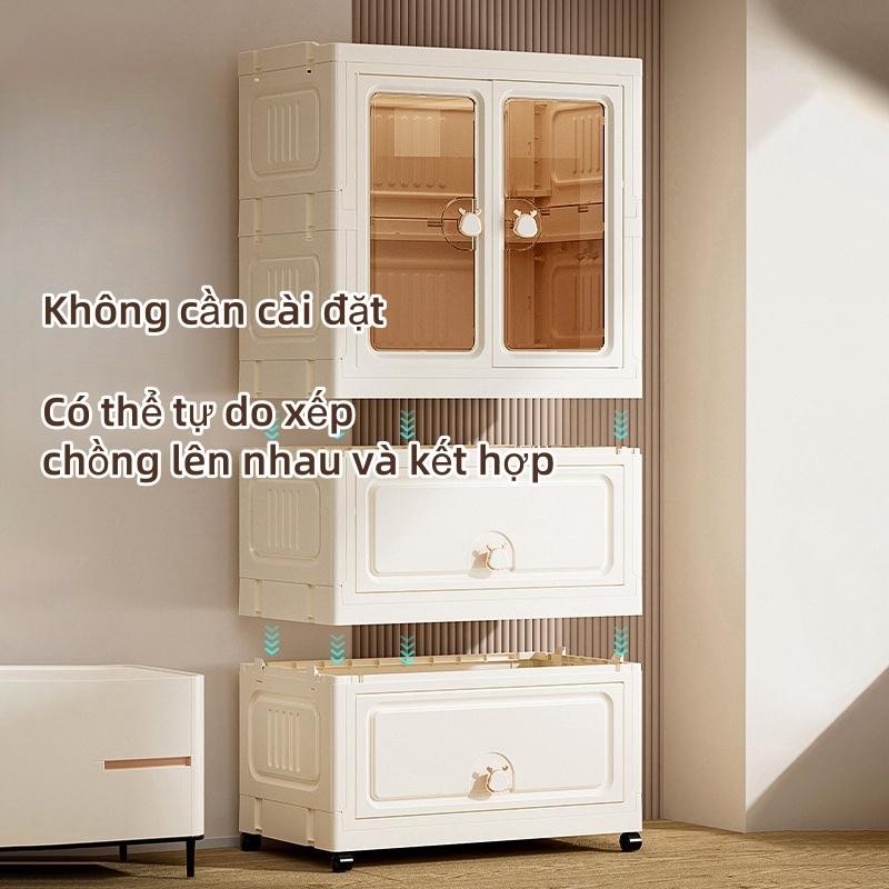 Mô tả Derorice Tủ nhựa đựng đồ Chất liệu PP, Tủ đựng đồ dùng cho bé lượng lớn trên bánh xe，hộp đựng đồ chơi và sách，Không cần - 4