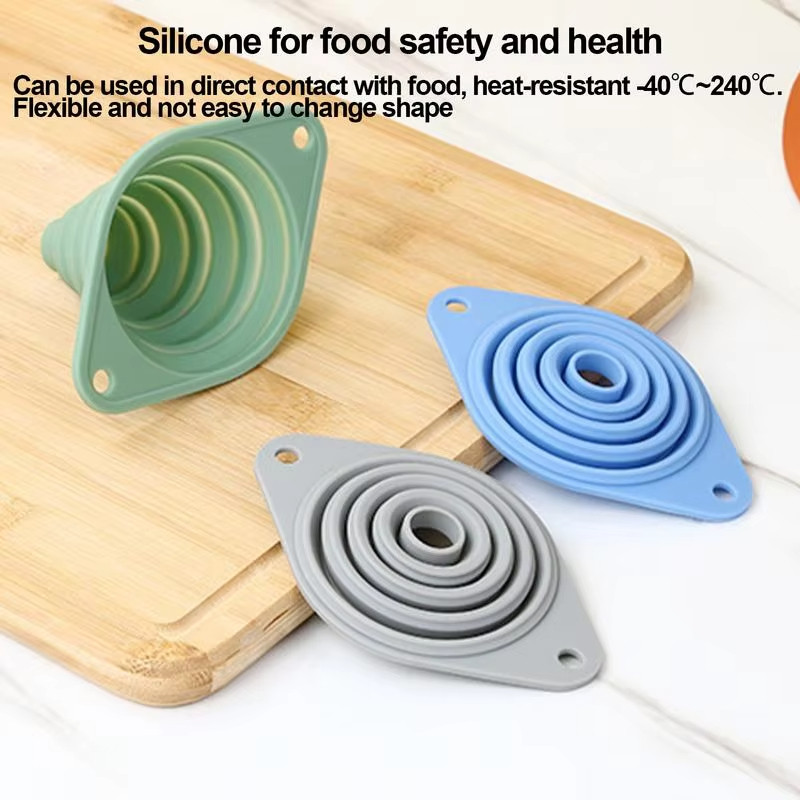 2 Chiếc Đa Năng Có Thể Gập Lại Dầu Silicon Phễu Nhà Bếp Lớn Nhỏ Cấp Thực Phẩm Phễu Hộ Gia Đình Ô Tô Động Cơ Chất Lỏng Xăng Thay Đổi Dụng Cụ Đồ Dùng Nhà Bếp