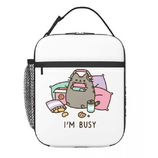 Hộp cơm trưa di động dành cho trẻ em Pusheen có phong cách hoạt hình và dễ dàng mang theo cho trẻ em