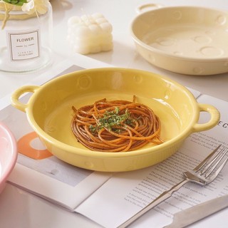 Phong Cách Phô Mai 9Inch Hai Tai Đĩa Sâu Hộ Gia Đình Giá Trị Cao Món Ăn Pasta Món Ăn Chịu Nhiệt Độ Cao Chống bỏng C