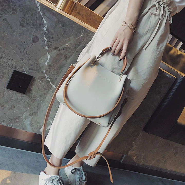 Túi xách nữ thời trang đơn giản, túi Bucket phong cách Hàn Quốc cao cấp mới, túi đeo chéo một vai – 3