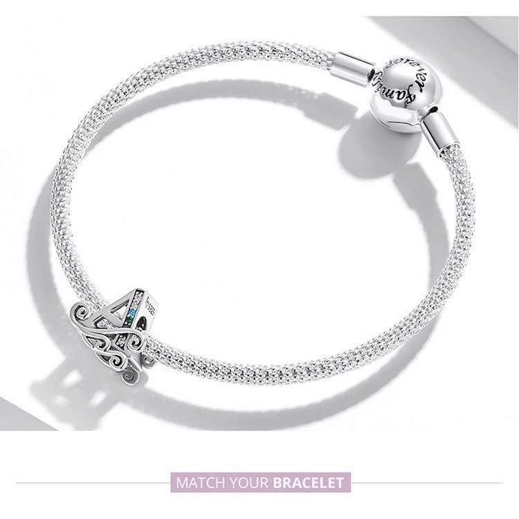 Mô tả Bamoer Hạt Charm Bạc 925 Chữ Cái A~Z Cho Tự Làm Vòng Tay Vòng Cổ Bán Phụ Kiện - 5