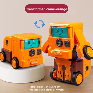 Xe tải nhựa kỹ thuật bé trai có chuyển động quán tính và chức năng biến hình có thể gập lại