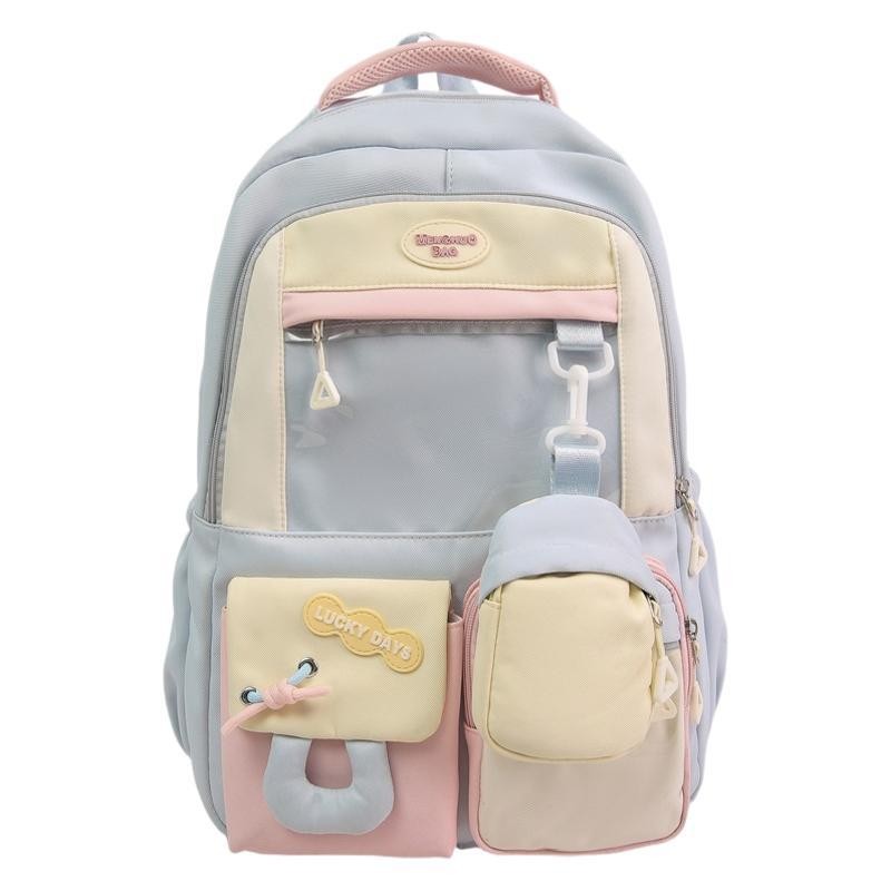 Ba lô Nylon cho bé gái có in hình học và hệ thống vai thoải mái để sử dụng ở trường