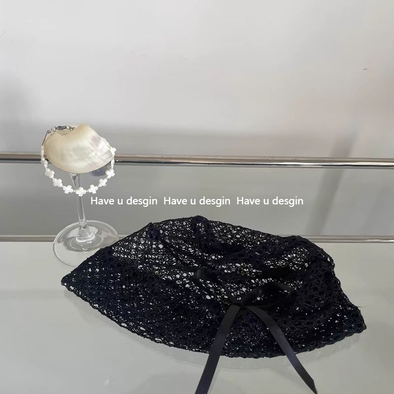Có bạn desgin
 Dễ Thương Nơ Đen Mũ Lạnh Nữ Phù Hợp Với Phiên Bản Hàn Quốc Co Giãn Baotou Mũ Ren Hợp Thời Trang Mùa Hè Nhìn Nhỏ Phù Hợp Với