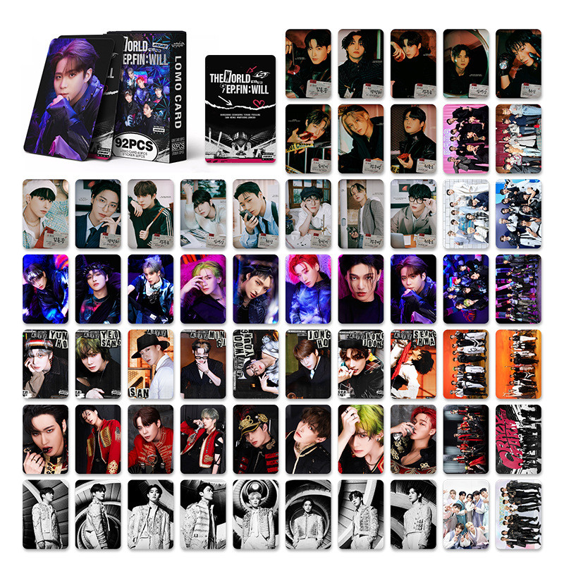 LINXX 92 chiếc ATEEZ THẾ GIỚI EP FIN SẼ Lomo Cards HD Hình ảnh Bộ sưu tập quạt ba chiều 3 Inch Kpop Photocards Hàng hóa Quà tặng Thẻ giao dịch