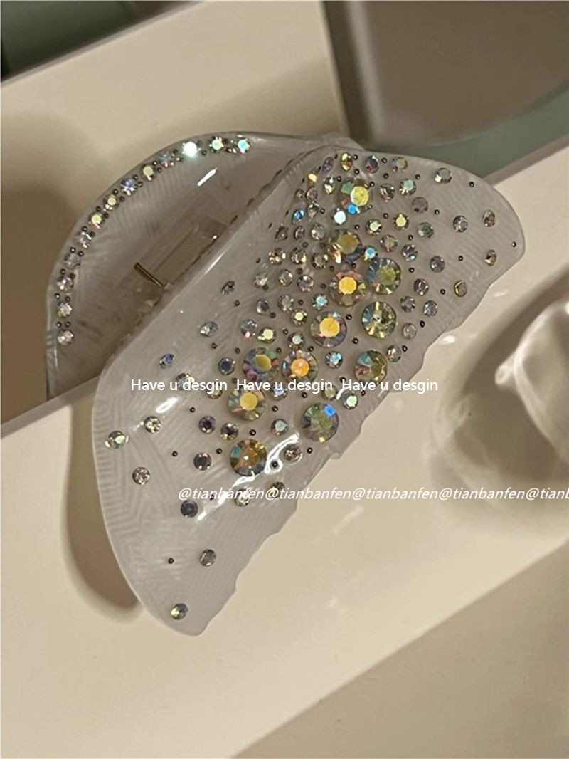 Kẹp Tóc Cá Mập Phong Cách Hàn Quốc và Pháp với Acetate và Kim Cương Giả Công Nghiệp, Sang Trọng và Lấp Lánh