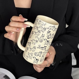 Nhóm Đơn Giản Cốc Mèo Cặp Đôi Ăn Sáng Cốc Cô Gái Hoạt Hình Dễ Thương Dung Tích Lớn Cốc Gốm Cà Phê