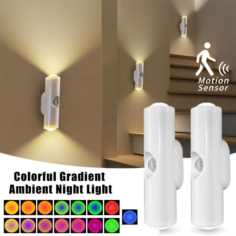 4 Từ Tính 3 Màu Cảm Biến Chuyển Động Thông Minh Đèn Ngủ Sạc Màu RGB Đèn Tường Cho Sân Vườn Hành Lang Cầu Thang Phòng Mầm Non Trang Trí Chiếu Sáng Nhà Cửa