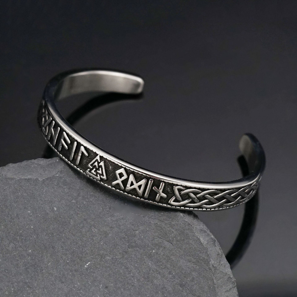 Vòng tay nam bằng thép không gỉ mạ vàng hình tam giác Viking Rune mở ...