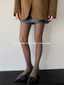 Retro Nâu Ngọt Ngào Cay Bạc Lụa Dọc Sọc Vớ Legging