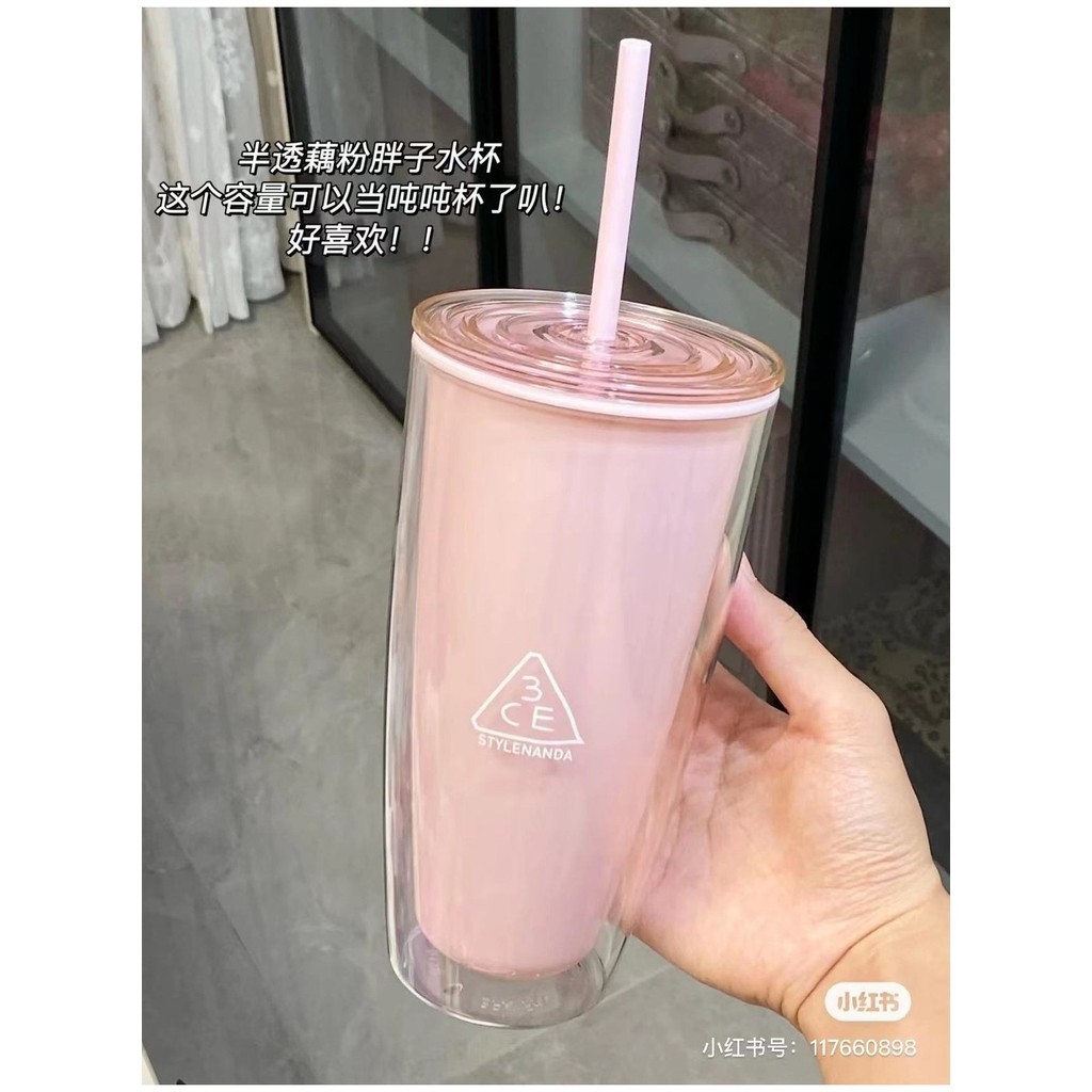 3ce Cherry Blossom Powder Hộp Đựng Mỹ Phẩm Sen Hồng Ba Lô Trong Suốt Gương Cầm Tay Hai Lớp Cốc Nước Gấp Quạt