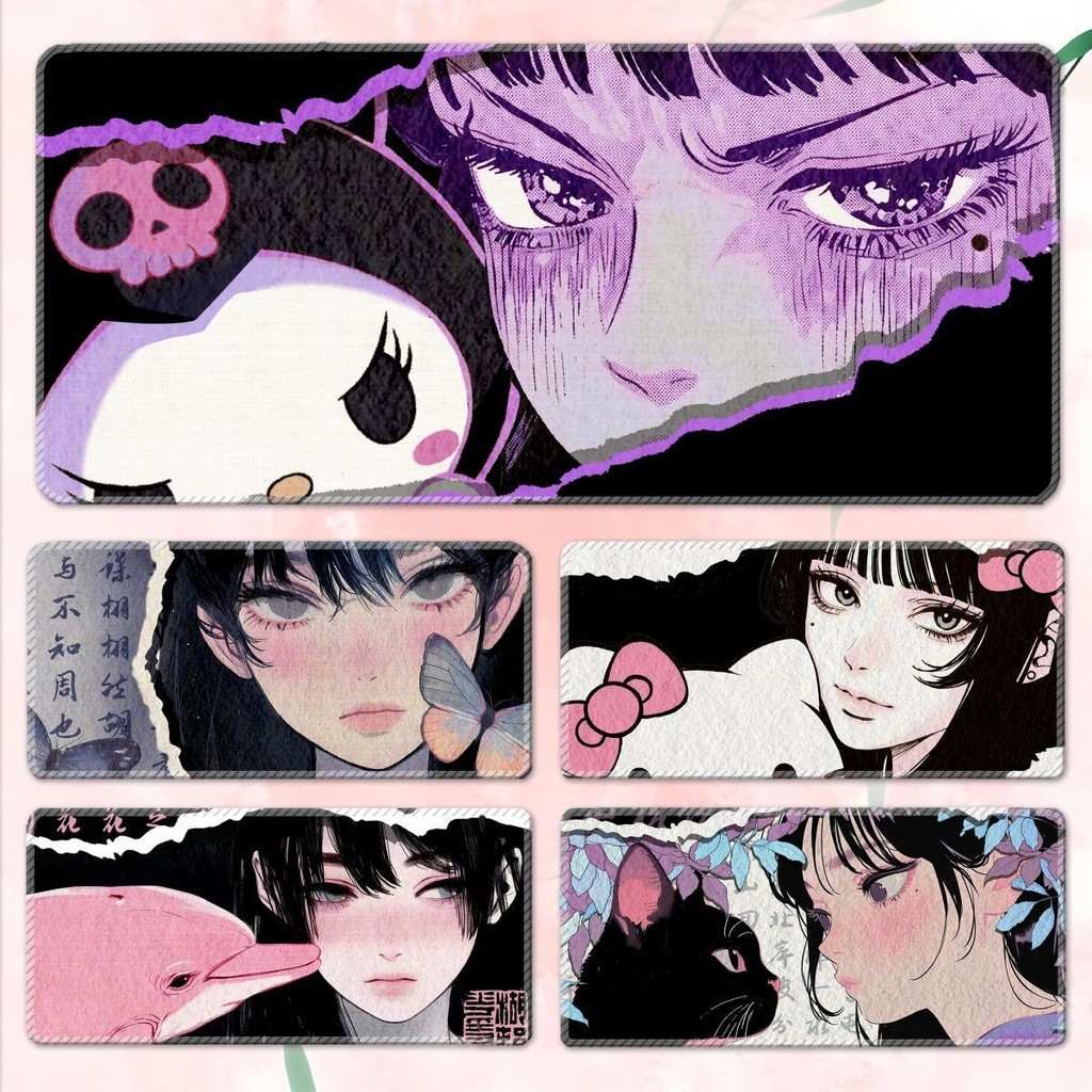 Sanrio Hello Kitty Kuromi Mouse Pad Cực Lớn Cao Cấp Thời Trang Quốc Gia Đen Hồng Bàn Phím Văn Phòng Miếng Lót Laptop Để Bàn