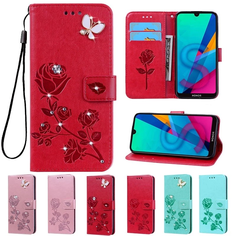 Kim Cương Dập Nổi In Hoa Hồng Ốp Lưng Điện Thoại Xiaomi Poco C75 4G Sách Da Full Silicone Cover