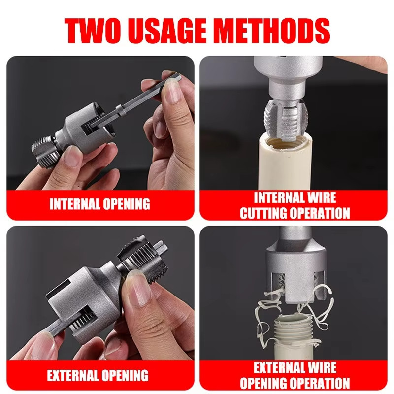 2 Chiếc Dụng Cụ Mở Ống Nước 4 / 6 Điểm PVC Ống Ren Dụng Cụ Mở Thép Carbon Bên Trong Lỗ Ngoài Dụng Cụ Mở Điện Máy Khoan Lục Giác Dụng Cụ Khai Thác