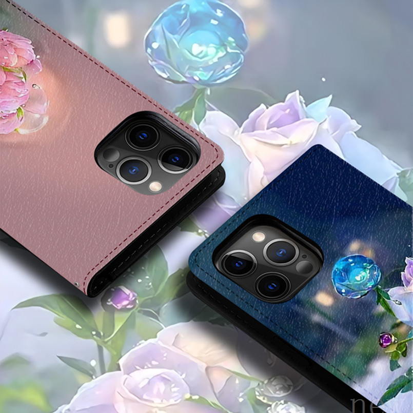 Ốp Lưng Thẻ Chống Sốc Thích Hợp Cho Apple iPhone 12 Mini 13 Pro max i13 Vỏ Da Từ Tính Hoa Vỏ Điện Thoại
