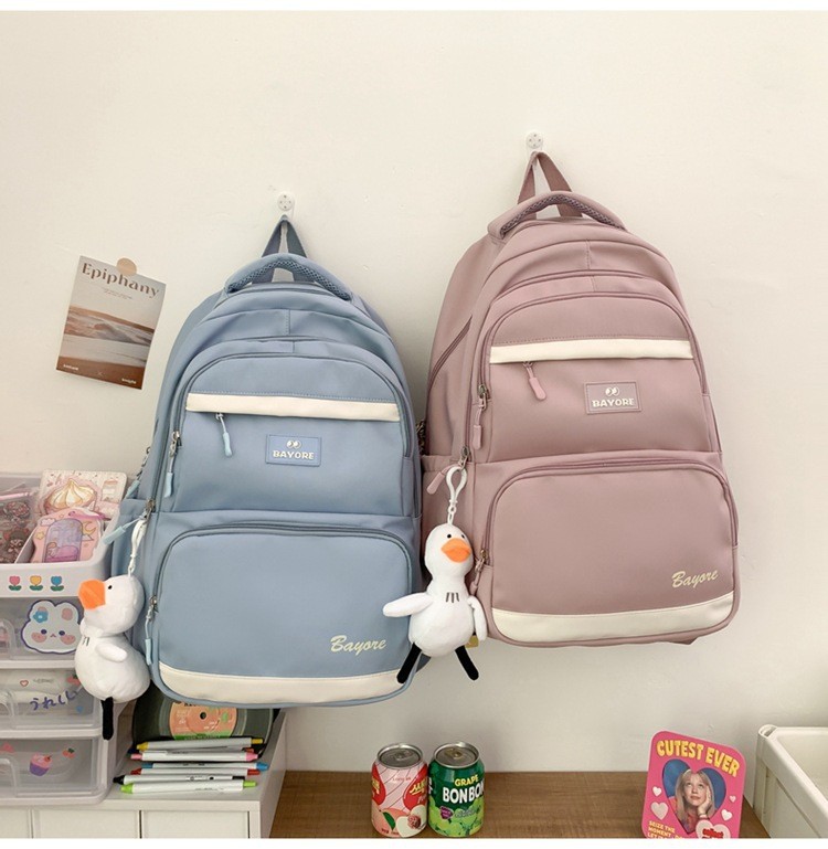 Túi đi học họa tiết vịnhore cho bé gái có cấu trúc bằng vải Polyester và túi bên ngoài cần thiết hàng ngày cho