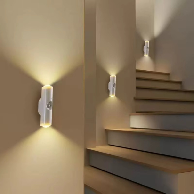 4 Từ Tính 3 Màu Cảm Biến Chuyển Động Thông Minh Đèn Ngủ Sạc Màu RGB Đèn Tường Cho Sân Vườn Hành Lang Cầu Thang Phòng Mầm Non Trang Trí Chiếu Sáng Nhà Cửa