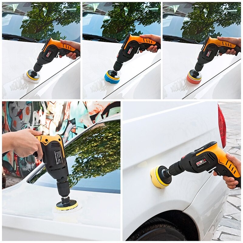Bộ Dụng Cụ Đánh Bóng Ô Tô Tự Dính Đánh Bóng Xốp Len Bánh Xe Đánh Bóng Miếng Lót Cho Xe Máy Đánh Bóng Máy Khoan Adapter 11 Cái / bộ 3 / 5 / 6 / 7 inch