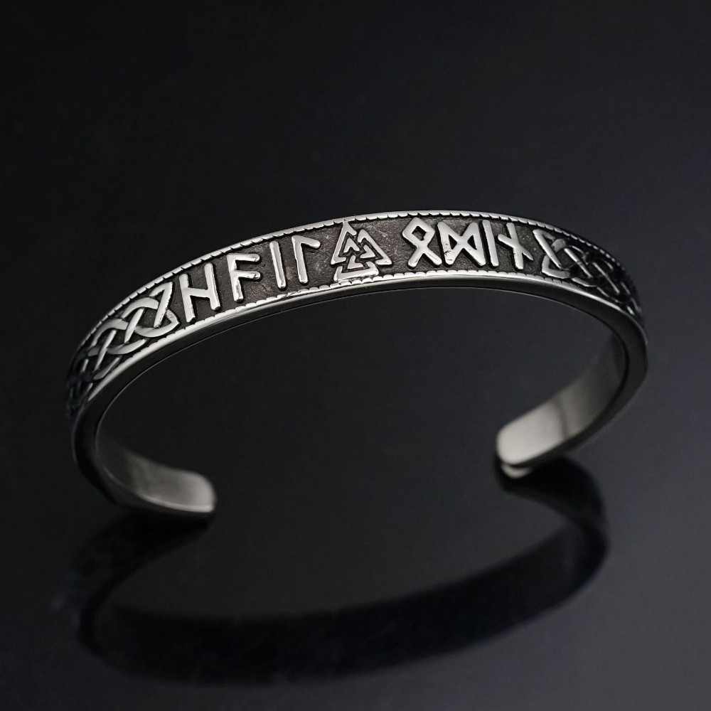 Vòng tay nam bằng thép không gỉ mạ vàng hình tam giác Viking Rune mở ...