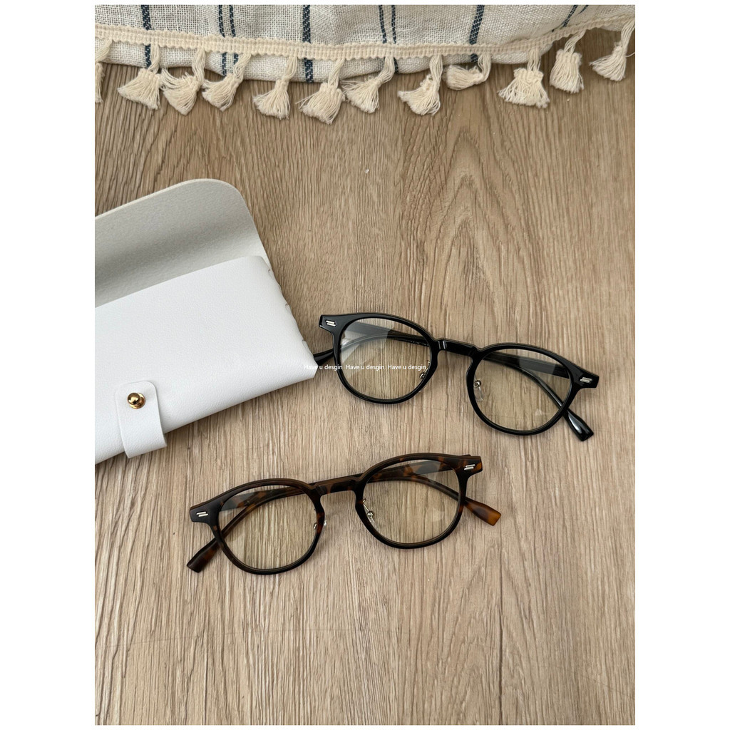 Have u desgin Flat Kính Khung Chống Xanh Kính lõm Hình Nam Nữ Retro Nhỏ Khung Tròn
