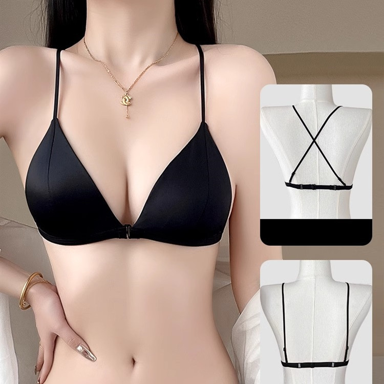 3 Màu Mềm Mại Đệm Liền Mạch Nữ Đồ Lót Đóng Cửa Phía Trước Cô Gái Gợi Cảm Áo Ngực Thoải Mái Không Dây Đẩy Lên Quần Lót