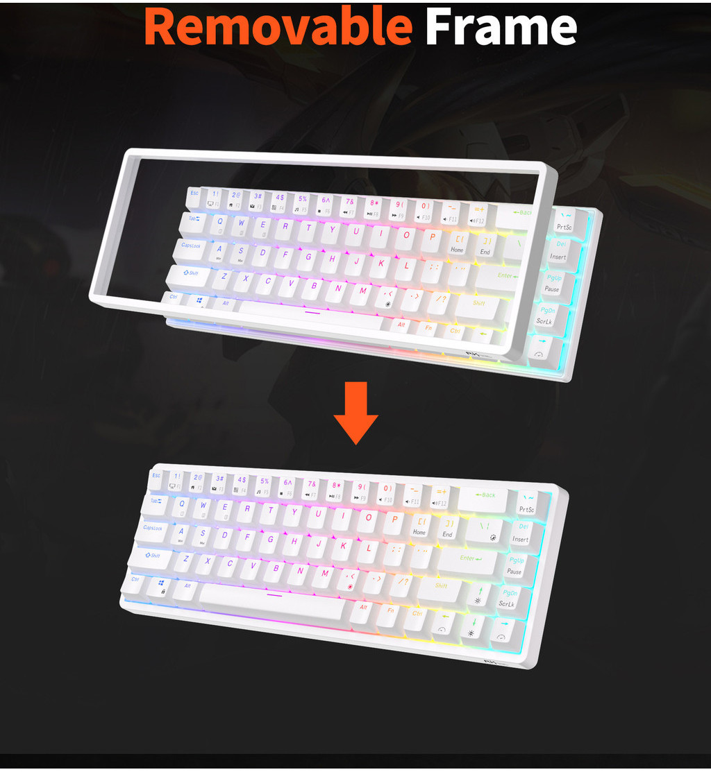 Mô tả Bàn phím không dây Mini cơ khí Royal Kludge RK837 RKG68 Bluetooth 2.4G Bàn phím 3 chế độ 68 phím có đèn nền RGB 60% RK G68 - 5