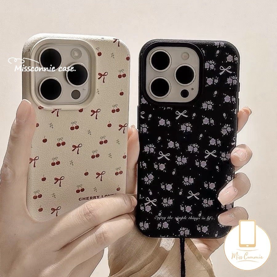 Nơ Lãng Mạn Sang Trọng Cảm Giác Da Họa Tiết Ốp Lưng Tương Thích Cho