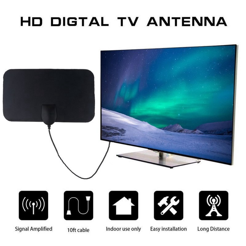 [Cổ phiếu địa phương] Ăng-ten HDTV 4K Nam TV kỹ thuật số Tăng cường 50 dặm Ăng-ten DVB-T HD Flat Trong nhà Hoạt động Hộp TV VHF UHF có độ lợi cao