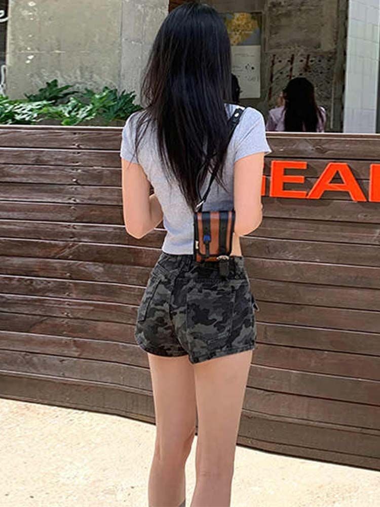 Lan ~ Ngụy Trang Quần Short Denim Nữ Mùa Hè Phong Cách Mới Phong Cách Mỹ Đường Phố Hot Girl Cao Cấp Ôm Hơn Thiết Kế Dáng Rộng Nóng Quần