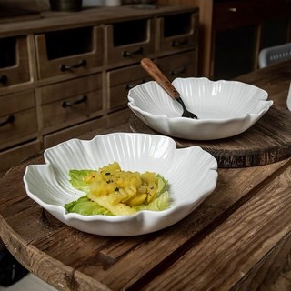 Trắng Thức Ăn Phương Tây Bít Tết Đĩa Ăn Hộ Gia Đình Đĩa Pháp Cánh Hoa Pasta Đĩa Gốm
