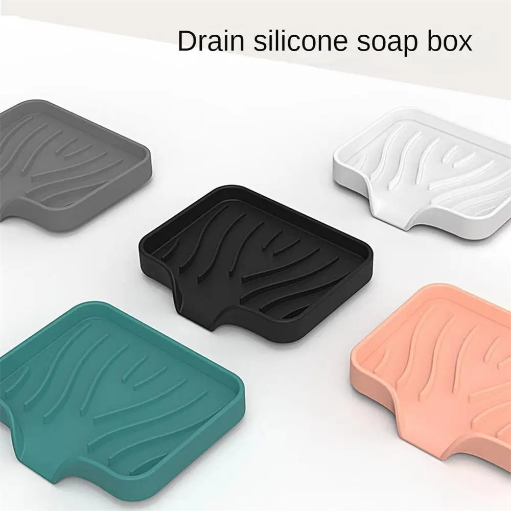 Hộp Xà Phòng Tổ Chức Silicon Chống Trượt Hộp Xà Phòng Để Ngăn Rơi Chậu Rửa Khay Bảo Quản Thích Hợp Cho Nhà Bếp Và Phòng Tắm 2PC