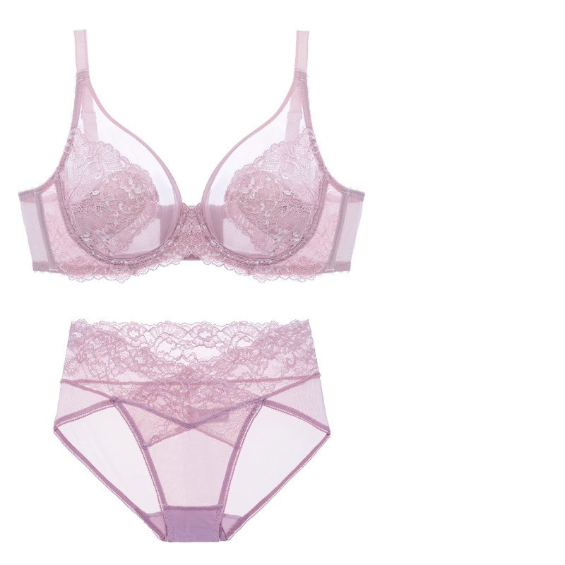 Bộ áo ngực thêu nữ Vòng thép mềm Đồ lót bé gái Cốc mỏng Quần lót Bralette nữ