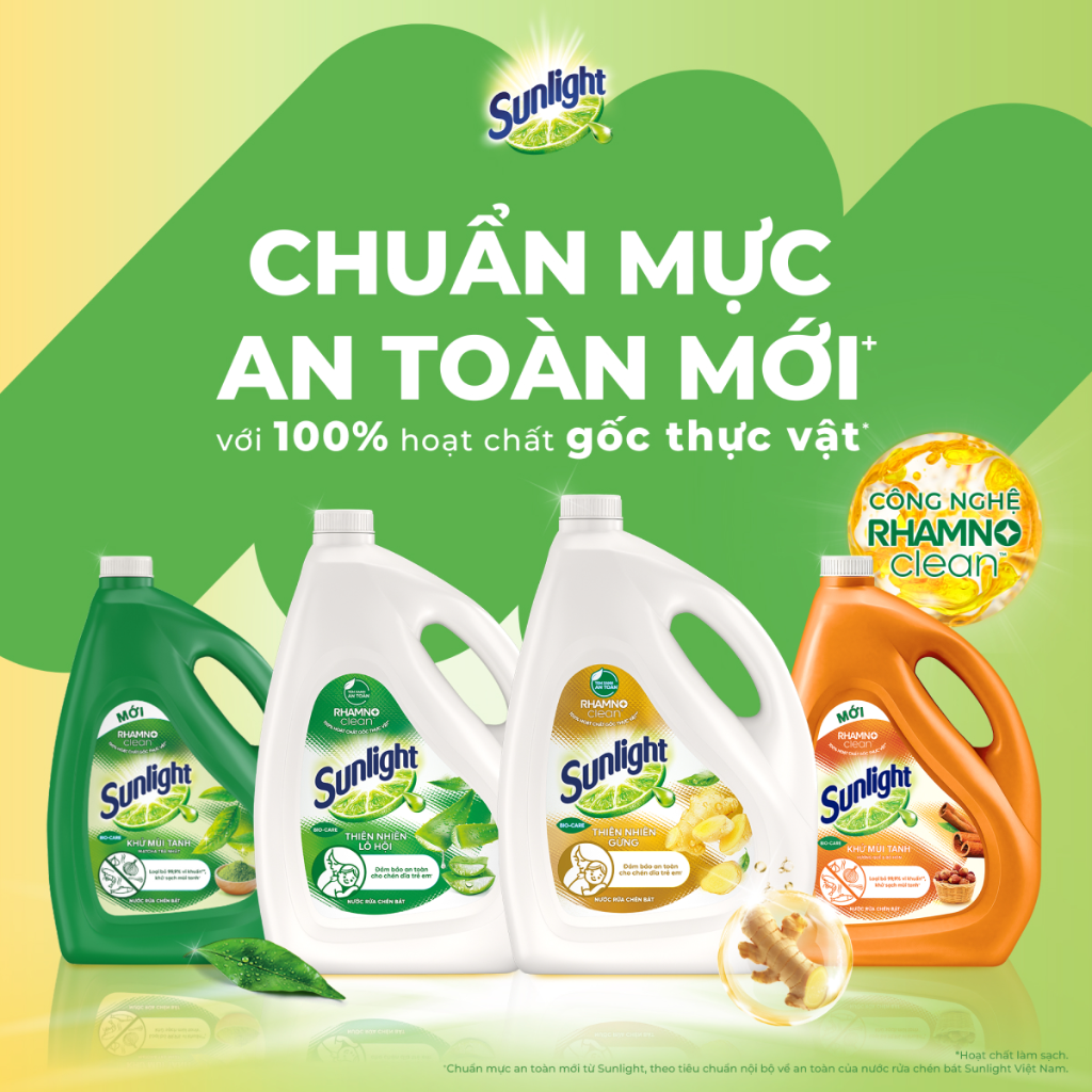 Mô tả Nước rửa chén Sunlight Bio-care Thiên Nhiên 100% Gốc thực vật Lô Hội/Gừng/Trà Xanh/ Quế & Bồ hòn/Mềm dịu Chai 3.5/3.6kg - 1