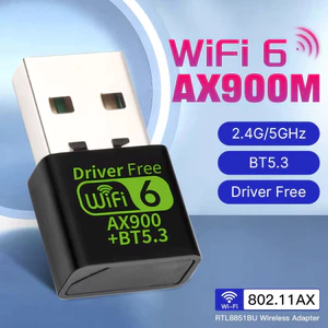 Bộ chuyển đổi USB WiFi 6 AX900 Bluetooth 5.3 Ăng-ten băng tần du lịch không dây Wi-Fi 2.4G và 5GHz Thích hợp cho PC Laptop Windows 10 11 Trình điều khiển miễn phí